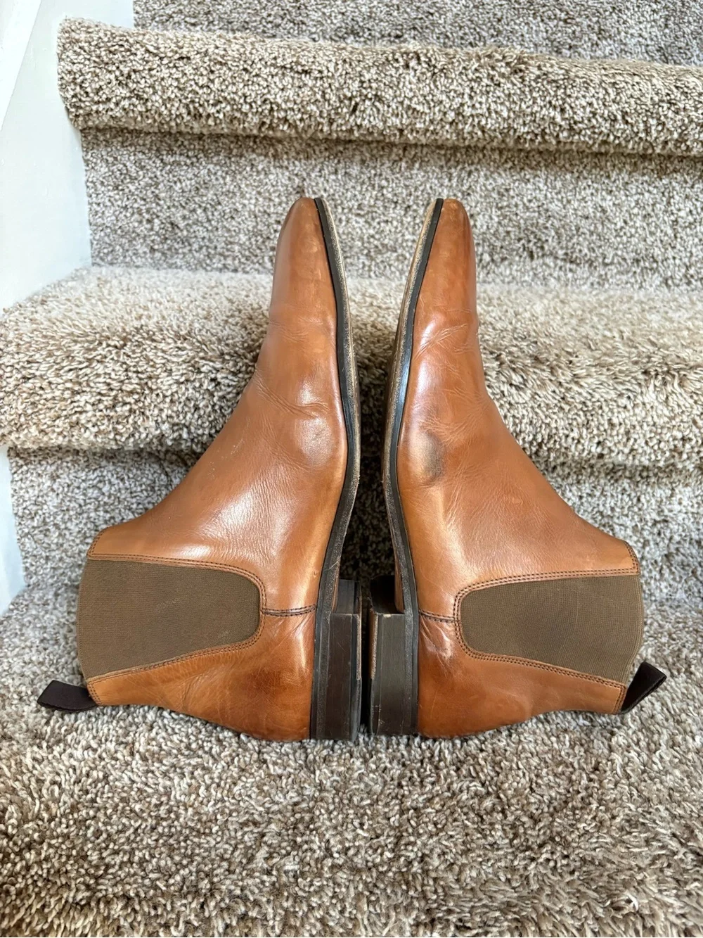 Bexley Cheyne Men's Tan Leather Chelsea Boots - Slip-On Dress Boot